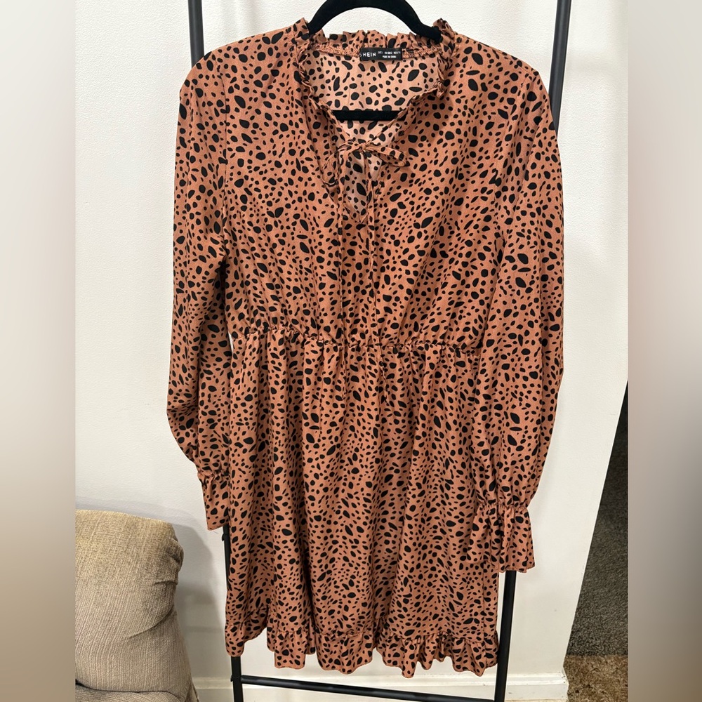 SHEIN Dress / Shirt Rust animal print